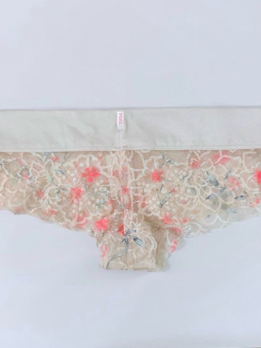 PINK Victoria's Secret Nude Lace Hipster with Neon Floral Detail